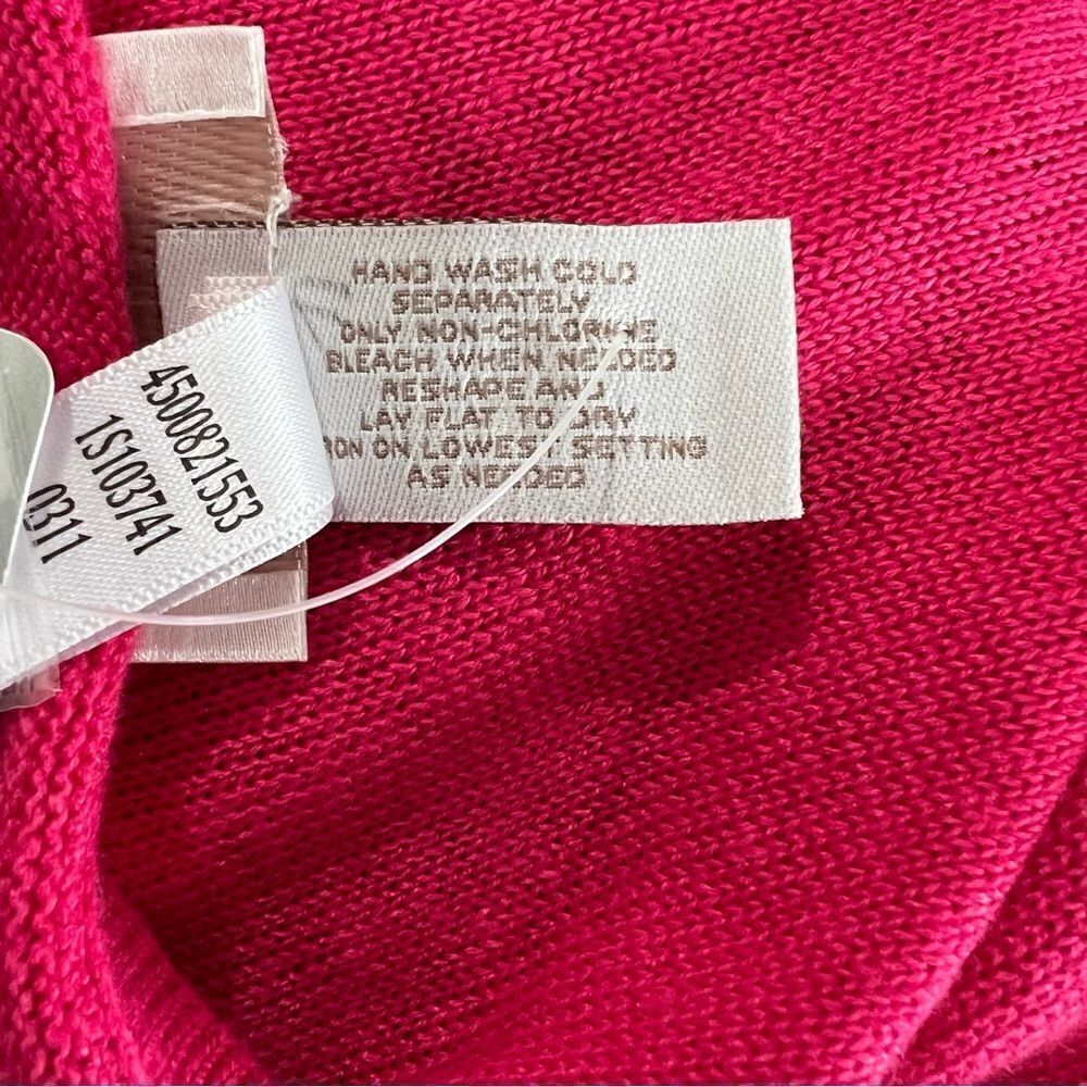 NWT Chico's Estella Henley Linen Embellished Pullover Hot Pink Sweater- … - Picture 11 of 12